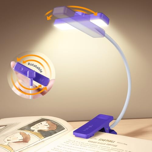 VAVOFO 24 LEDs Rotatable Book Light, Rechargeable Clip Reading Lamp - color: Dark Purple