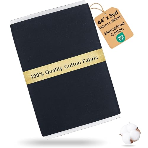 Craftido-19 Options-100% Cotton Fabric by The Yard in Solid Color 44”Wide by 3yd (9 ft) -Medium Weight 5.2 oz-Soft Cotton for Quilting, Sewing, Crafts, Binding, Backing and Lining - Black - color: Black