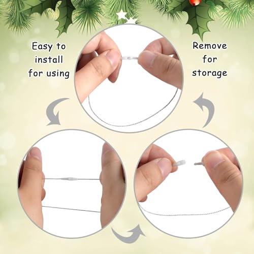 Christmas Tree Ornament String Hanger Precut Ribbon Hook with Snap Fastener - color: Silver, size: 400pcs