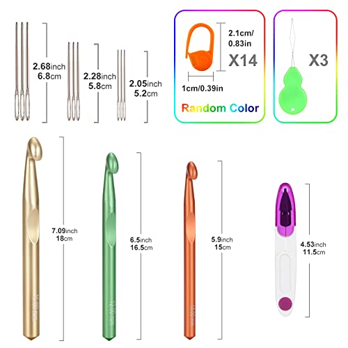 Vodiye 3 Sizes Large Crochet Hooks Set, 10-15 mm, Ergonomic Design - size: 3 Size(10.0-15.0mm)