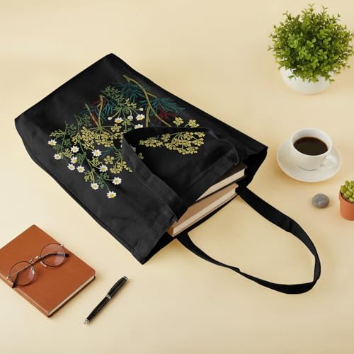ERKOON Canvas Tote Bag Embroidery Kit for Beginners, Floral Arts Crafts Cross Stitch Kits for Adults Including Stamped Embroidery Bag with Hoops, Needle, Instruction and Color Threads(Chamomile) - color: Chamomile
