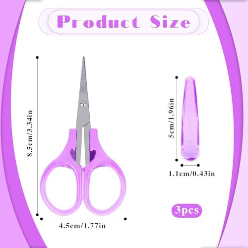 2Pcs Small Scissors All Purpose Craft Scissors Stainless Steel Mini Detail Craft Scissors Precision Straight Fine Tips Design for Paper Cutting,Scrapbooking - color: Purple,blue
