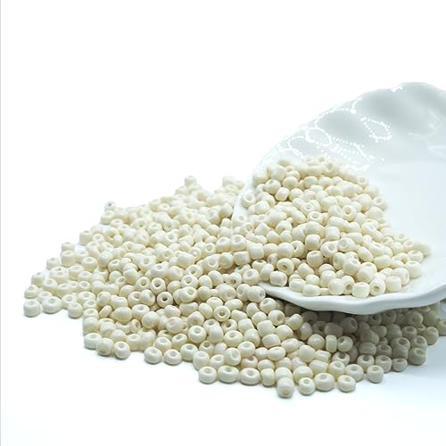 White Craft Glass Pony Beads for DIY Jewelry Making, 4mm 6/0 Colorful Bulk Beads for Bracelets, Necklaces, Rings and Earrings 1000 Pcs - color: White