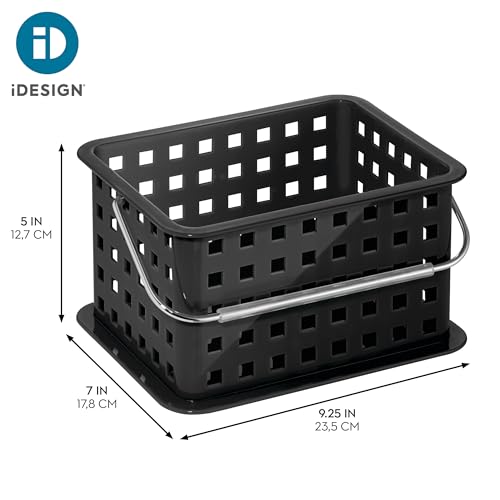 iDesign Plastic Shower Caddy Basket with Handle, Black - color: Black, style: Pack of 1