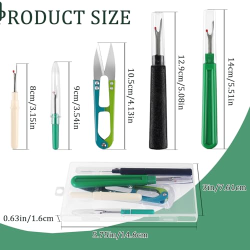 GDMINLO Seam Rippers for Sewing, 2 Big and 2 Small Stitch Remover Tools, Black and Green