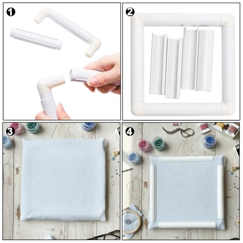 Tosnail 3 Pack Square Embroidery Hoop, 6", 8", 11" Cross Stitch Hoops and Frames, Plastic Quilting Snap Frame, Needlework Tools Accessories for Crafts, Hand Quilting, Painting Canvas