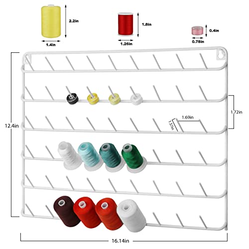 YBING Thread Holder Organizer Wall, 54-Spool Sewing Thread Rack - color: White
