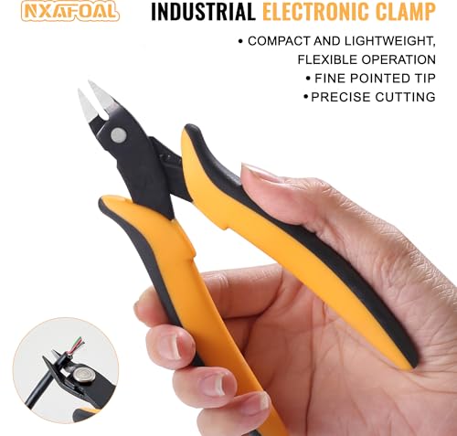 Micro Wire Cutters, 5.4 Inch Flush Cutters, 2 Pack Sharp Spring Loaded Micro Diagonal Cutters for Jewelry, Zip Ties, Electronics & DIY with Soft Grip Handles (Yellow & Black) - color: 2 Pack