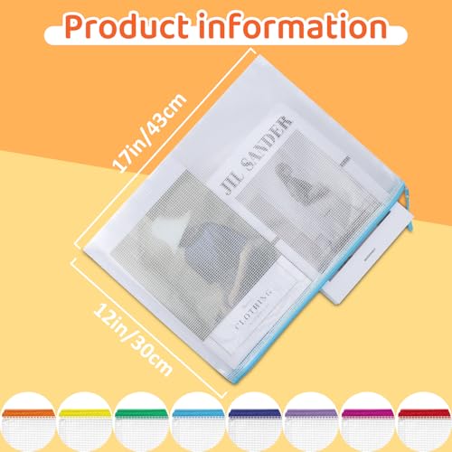 YOPCDJ 20pcs Mesh Zipper Pouch Bags, Puzzle Bags, A3 17x12 Inches Large Reusable Pouches for Organizing Classroom and Storage, Extra Large Zipper Pouch, Board Game Storage - color: Multicolor, size: A3