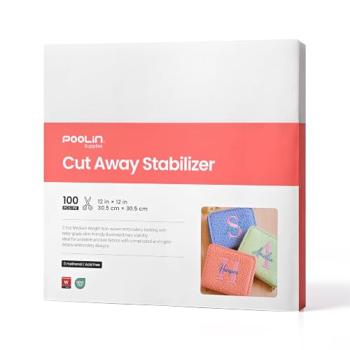 Poolin 2.5OZ Cut Away Stabilizer 12" x 12" 100 Sheets - size: 12"x12" 100sheets