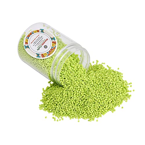 Mandala Crafts 2mm Lime Green Round 11/0 Glass Seed Beads for Beadwork - color: Lime Green, size: Round 11/0 or 2 mm