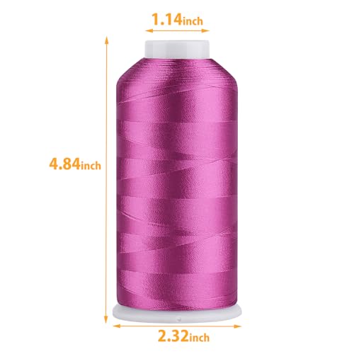 Simthread Rayon Embroidery Thread 5500 Yards, 40wt 100% Rayon Viscose for Commercial and Domestic Machines - Fuchsia 1110 - color: Fuchsia1110