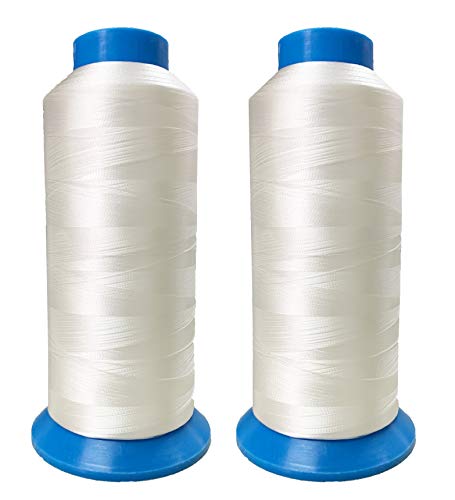 HimaPro Set of 2 Huge White Spools Bobbin Thread for Embroidery Machine and Sewing Machine - 5500 Yards (5000 Meters) Each - 100% Polyester - White & White