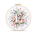 Harimau Letter E Pattern Embroidery Kit for Adult Beginners, Complete Starter Pack with 1 Hoop, Needles, Instruction Guide & Embroidery Stitch Video Tutorials - color: White E