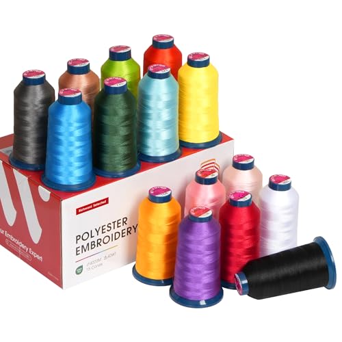 Poolin Embroidery Machine Thread Richword Selected 15 Colors with White and Black 40WT (108D/2) Polyester Thread Kit Each Cone 4000M (4374Y) - color: 15 COLORS1