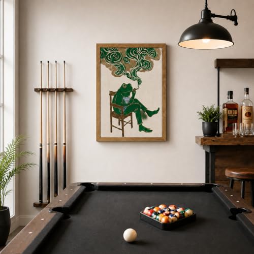 Framed Funny Smoking Frog Canvas Wall Art for Bathroom Men's Cave Decor - color: Frog Smoking, size: 16"L x 12"W