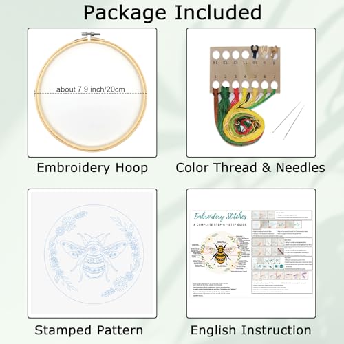 Louise Maelys Bee Embroidery Kit for Beginners Cross Stitch Kit for Adults - color: Kit-3