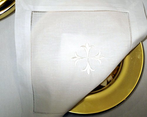 Integrity Designs White Linen Altar Cloth Cross Embroidery