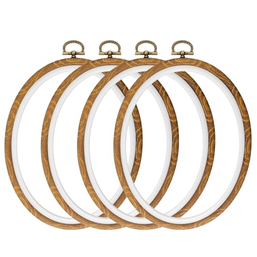 Semetall 4pcs Oval Embroidery Hoops 6.7"x5.31" Inch