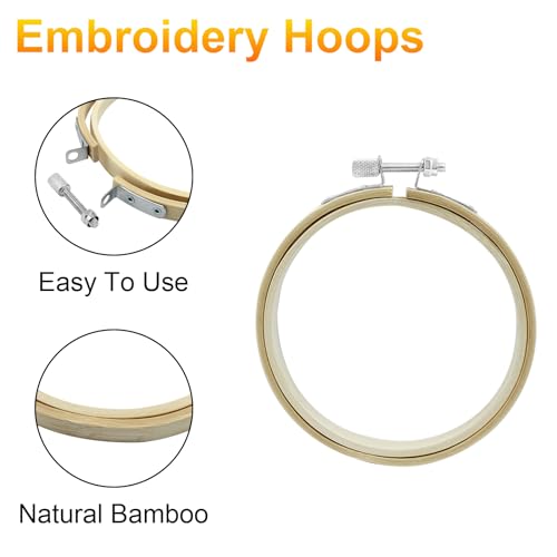 Biaungdo 6 Pieces 4 Inch Round Wood Embroidery Hoops - style: 4 inch