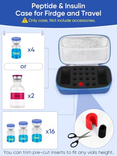 Peptide Case for Fridge, Vial Storage Case - 2Slots 30ml & 16Slots 3ml Blue - color: 2×30ml+16×3ml（blue）