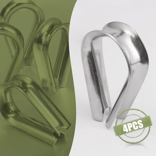 M10 Wire Rope Thimble, 304 Stainless Steel Thimble for 11/32-3/8 Inch Diameter Wire Rope, 4 Pieces - size: M10