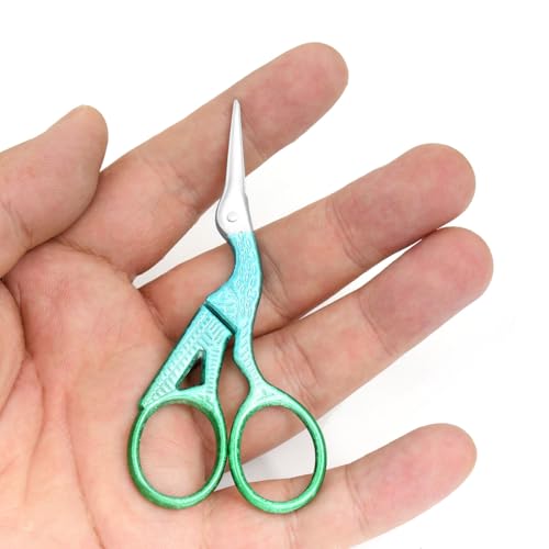 3.6" Sewing Embroidery Scissors with Artificial Leather Cover(Bright Green) - color: Bright Green