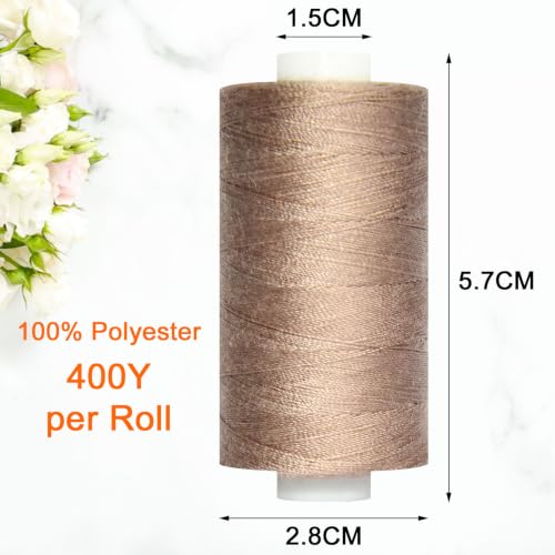 All Purpose Polyester Sewing Thread-2 Spools for Hand and Machine Sewing(Light Brown) - color: Light Brown