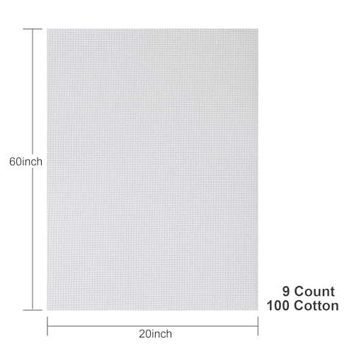 Aida Cloth 9 Count Cross Stitch Fabric,20×60inch (9CT,White) - color: White, size: 9CT