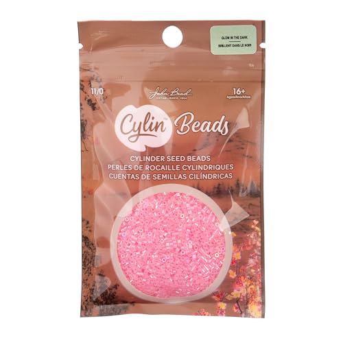 John Bead 25g Cylin Beads Rose Glow in Dark AB 11/0 Glass Cylindrical Seed Beads for Jewelry Bracelets Necklaces Earrings Making Embroidery - color: Rose Glow in Dark AB