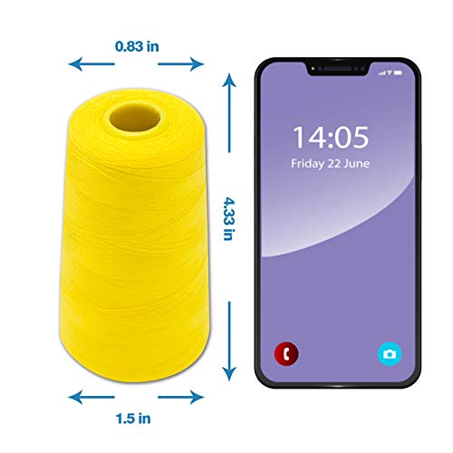 Yellow Serger Thread, All-Purpose Thread for Sewing, Polyester, 4 Cones of 3000 Yards Each Spool for Sewing Machine - color: 4 yellow
