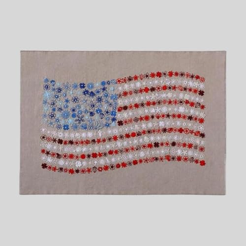 Red White & Bloom Embroidery Kit, US 250th Anniversary 365-Day Floral American Flag Cross Stitch Set for Beginners Adults, Veterans, Patriotic Craft Gift