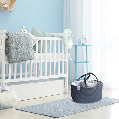 KiddyCare Diaper Caddy Organizer Basket for Nursery Storage Organizer Cart Baby Basket for Diaper Holder, Baby Basket Gift for Boy/Girl Basket with Dividers Stone Large - color: Stone, size: Large