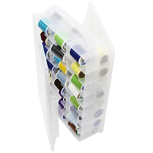 2 PCS 46 Grids Sewing Organizer, Clear Compartment Thread Box Storage, Small Double Sided Plastic Organizer Box for Embroidery Floss Sewing Threads Needles, Spools of Thread