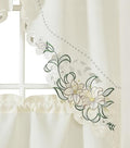GOHD Lily Fragrance 3pcs Colorful Embroidery Kitchen Cafe Curtain Set.Taupe - color: Taupe