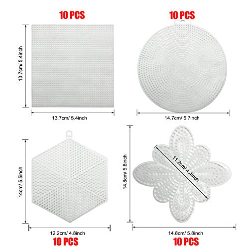 Allazone 100 PCS Mesh Plastic Canvas Sheets 8 Style Plastic Canvas for DIY Crafts Embroidery Cross Stitch, Acrylic Yarn Crafting, Knit and Crochet Projects - color: 100 PCS - 8 Shapes