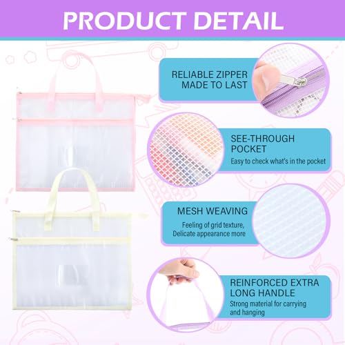 Clysee 5 Pcs Sewing Project Bag 14x11" Needlepoint Organizer, Macaron - color: Macaron