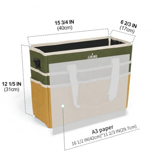 JJRING Craft Organizer Tote Bag Large Art Storage Caddy Dark Green&Brown - color: Dark Green&Brown, size: Large