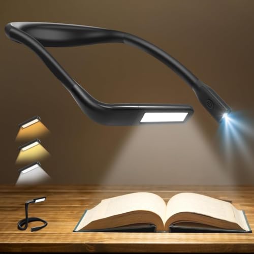 Reading Light, Rechargeable Neck Light, Stepless Dimming Book Light - color: Black