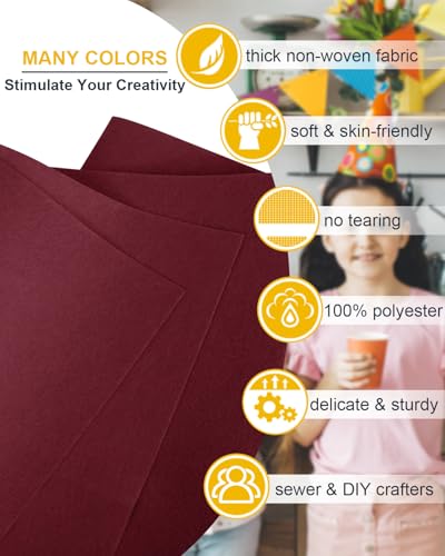 Burgundy Felt Fabric 72" x 18", Large Stiff Craft Felt Sheet by The Yard - color: Burgundy, size: 72" X 18" (0.5 Yard)