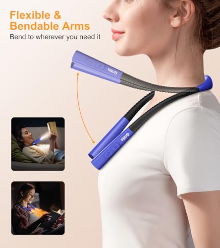 Gritin Book Light, Eye Caring 4-Color&5-Brightness Neck Light Reading Light - color: Dark Blue, size: Upgraded
