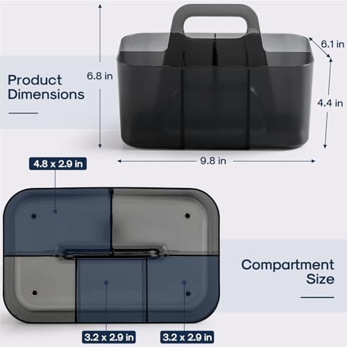 Multiuse Caddy Organizer with Handle, Portable Plastic Tote Bin - Art Craft, Stationary Pen Marker Crayons, Makeup Hair Supplies Storage - Bathroom, Classroom, Dorm, Office, Desk Holder - Clear Black - color: Clear Black