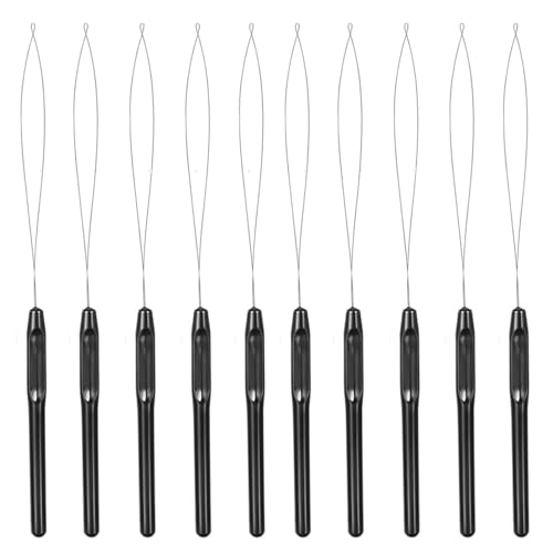 Hair Extension Loop Needle Threader, 10 Pcs, Black