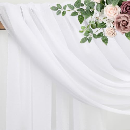 Wedding Arch Draping Fabric 1 Panel White Sheer Backdrop Drapes - color: White, size: 1 Panel