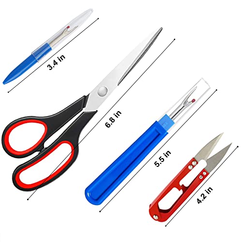 10 Pcs Sewing Seam Rippers, 4 Big and 4 Small Handy Stitch Ripper Sewing Tools with 2 Scissors for Sewing Crafting Thread Removin - color: Red, Yellow, Blue, Green