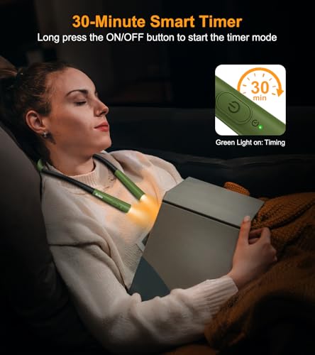 Gritin Book Light, Eye Caring 4-Color&5-Brightness Neck Light Reading Light - color: Deep Green, size: Upgraded
