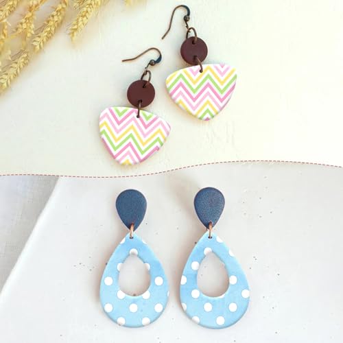 9 Pcs Transfer Paper for Earrings & Polymer Clay, Strips, Dots, Waves,Grids Pattern Water Soluble Transfer Sheet for Polymer Clay DIY Art Crafts Jewelry Earrings Making Supplies 5.82X3.9in