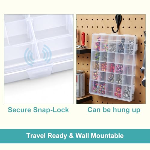 4 Pack 36-Grid Adjustable Organizer Box, Clear Storage for Beads & Jewelry - size: 4 Pack