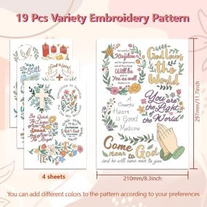 peacoblue Bible Verses and Flower Stick and Stitch Embroidery Patterns - color: Bible Verses and Flower
