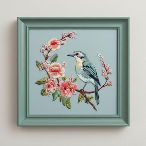 ARTopet Embroidery Kit for Beginners Cross Stitch Kits Needlepoint Set Colorful Bird Patterns Embroidery Thread Kit for Craft Lover Hand Stitch with 7.87in Hoop Threads Fabric-Bird04 - color: Bird04